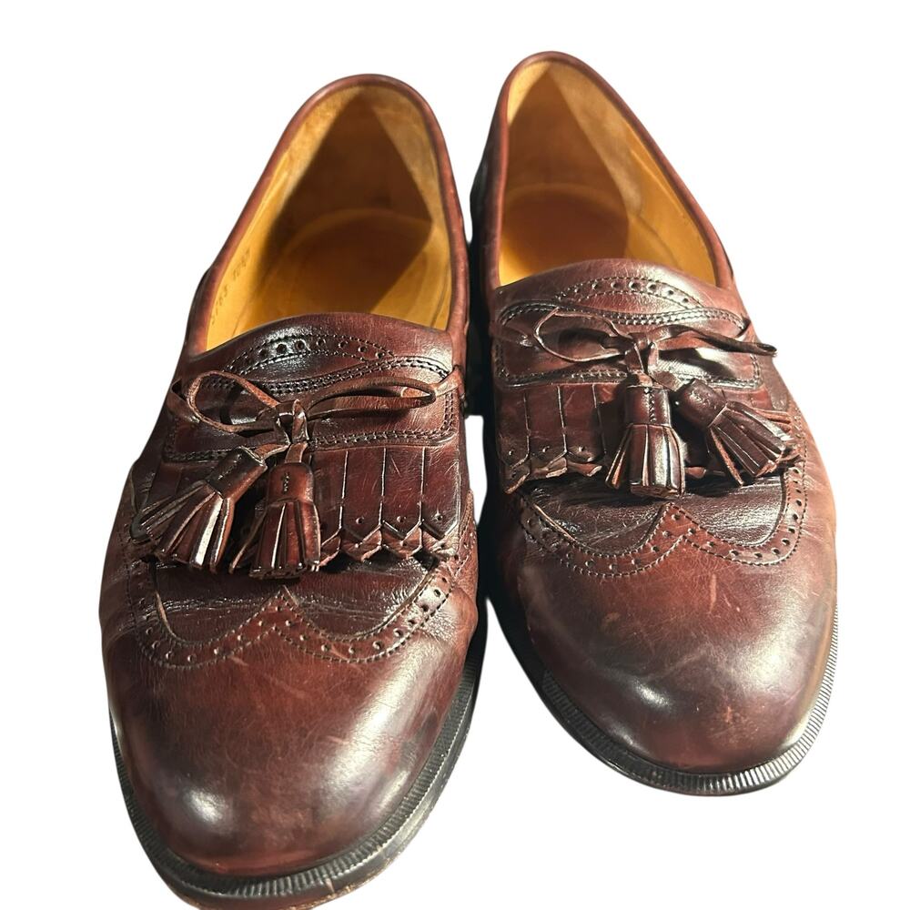 Johnston & Murphy Cellini Tassel Loafers Brown Kiltie ITALY 10.5 Men's Wingtip